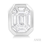 3/8 Ctw Emerald Pie Cut Diamond Fashion Stud Earring in 14K White Gold